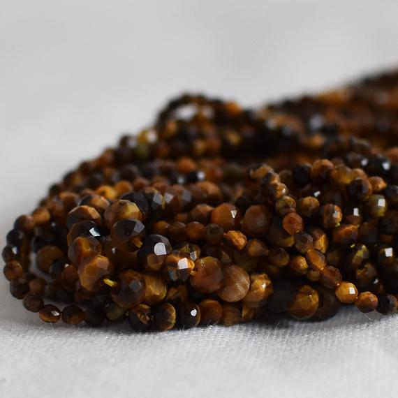 Natural Tiger Eye Semi-precious Gemstone Faceted Rondelle Spacer Beads - 3mm, 4mm, 6mm, 8mm Sizes -  15" Strand