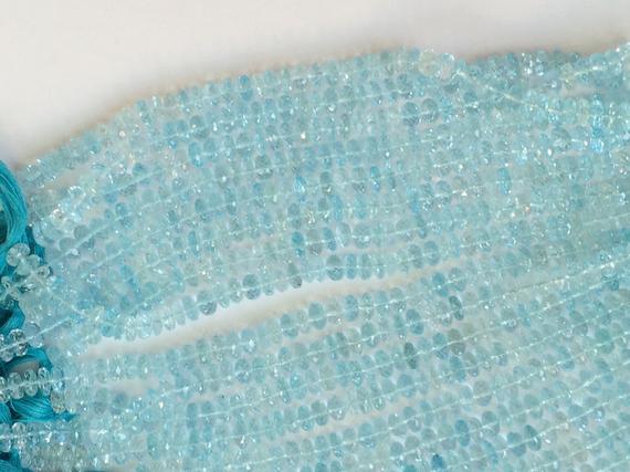 8-9mm Blue Topaz Faceted Beads, Blue Topaz Micro Faceted Rondelles, Original Blue Topaz For Necklace, Blue Topaz Bead (2.5in To 10in Option)