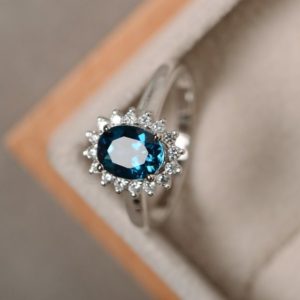 London blue topaz ring, sterling silver, blue gemstone, promise ring, engagement ring, oval cut ring | Natural genuine Gemstone rings, simple unique alternative gemstone engagement rings. #rings #jewelry #bridal #wedding #jewelryaccessories #engagementrings #weddingideas #affiliate #ad