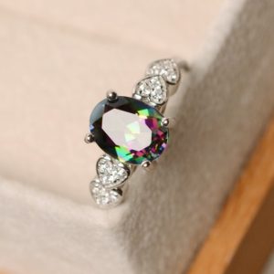 Shop Topaz Rings! Mystic topaz ring, heart ring, rainbow topaz, mystic topaz ring | Natural genuine Topaz rings, simple unique handcrafted gemstone rings. #rings #jewelry #shopping #gift #handmade #fashion #style #affiliate #ad