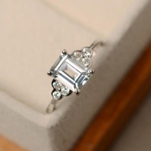 Shop Topaz Rings! White topaz ring, promise ring, silver | Natural genuine Topaz rings, simple unique handcrafted gemstone rings. #rings #jewelry #shopping #gift #handmade #fashion #style #affiliate #ad