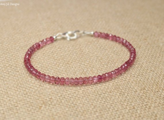 Pink Tourmaline Bracelet, Pink Tourmaline Jewelry, October Birthstone, Gemstone Jewelry