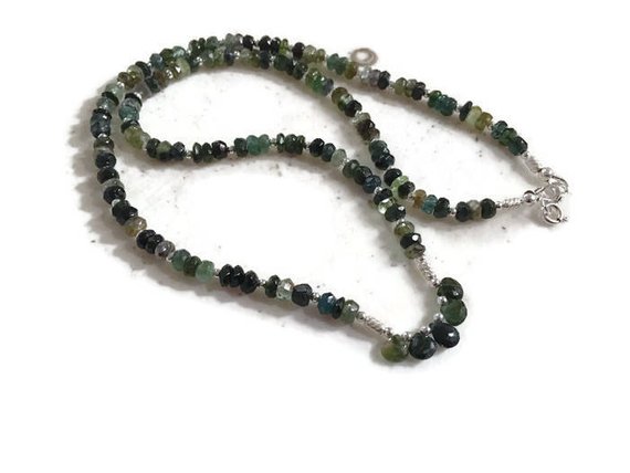 Green Necklace - Tourmaline Gemstone Jewelry - Sterling Silver Jewellery - Luxe - Chic - Beaded - Handmade - Gift - Jewelry By Carmal