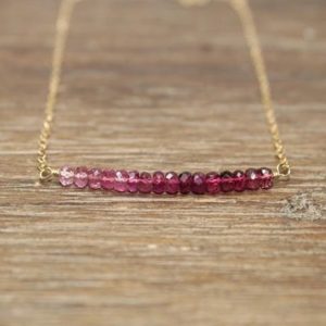 Shop Pink Tourmaline Necklaces! Pink Tourmaline Bar Necklace, Gold Filled, Minimal, Pink Tourmaline Jewelry, Ombre Necklace, Gemstone Jewelry, October Birthstone | Natural genuine Pink Tourmaline necklaces. Buy crystal jewelry, handmade handcrafted artisan jewelry for women.  Unique handmade gift ideas. #jewelry #beadednecklaces #beadedjewelry #gift #shopping #handmadejewelry #fashion #style #product #necklaces #affiliate #ad