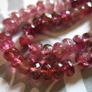 25-100 pcs / 3-4 mm,  Rubellite Pink Tourmaline Rondelles Gemstone Bead, Luxe AAA, Shaded Pink / October birthstone wholesale solo pr 40 | Natural genuine rondelle Tourmaline beads for beading and jewelry making.  #jewelry #beads #beadedjewelry #diyjewelry #jewelrymaking #beadstore #beading #affiliate #ad