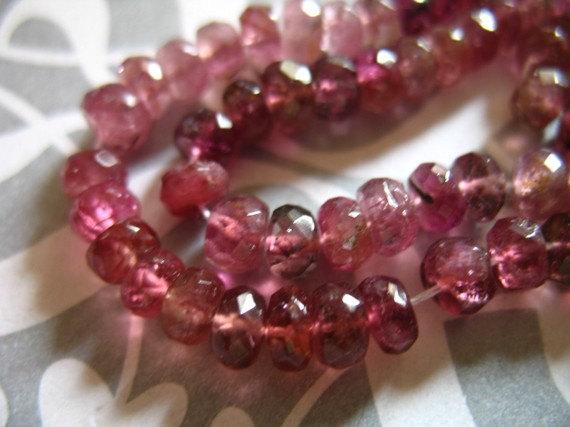 25-100 Pcs / 3-4 Mm,  Rubellite Pink Tourmaline Rondelles Gemstone Bead, Luxe Aaa, Shaded Pink / October Birthstone Wholesale Solo Pr 40