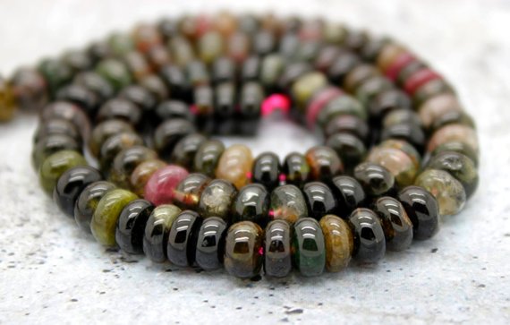 Natural Tourmaline, Multicolor Rainbow Tourmaline Rondelle Smooth Loose Natural Gemstone Beads - 3mm X 5mm - Pg67