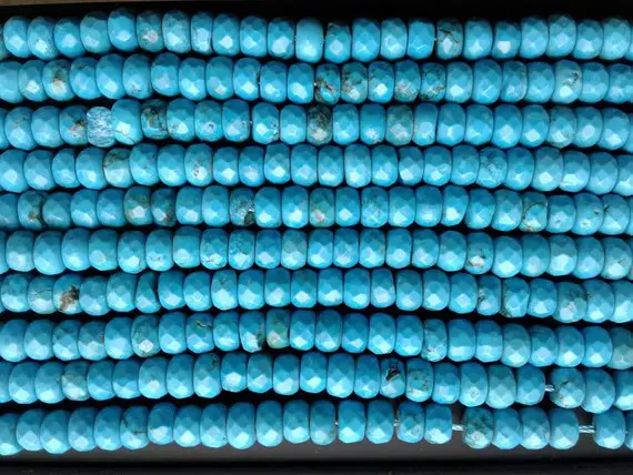 Blue Howlite Turquoise Faceted Rondelle Beads 4x6mm 5x8mm 15.5" Strand