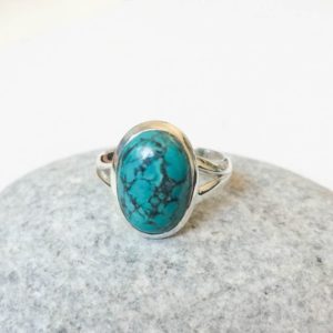 Shop Turquoise Rings! Oval Turquoise ring, Sterling silver ring, Natural Turquoise ring, Oval shaped Turquoise ring, Large Turquoise ring, Turquoise ring size 7 | Natural genuine Turquoise rings, simple unique handcrafted gemstone rings. #rings #jewelry #shopping #gift #handmade #fashion #style #affiliate #ad