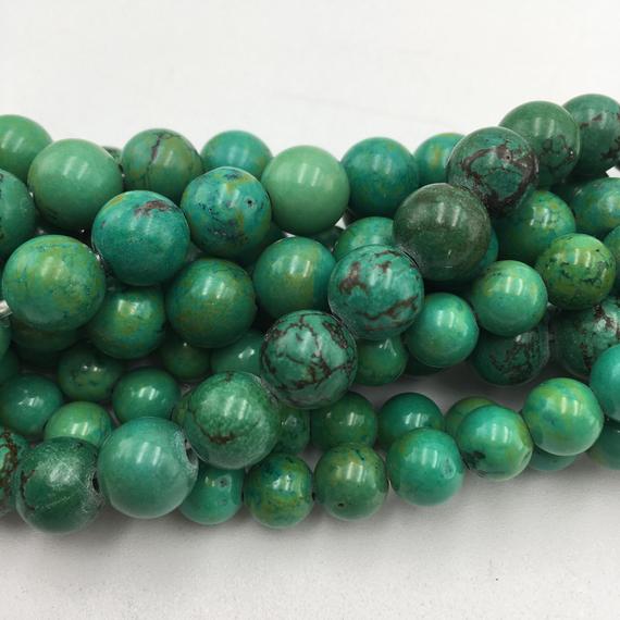 2.0mm Hole Green Turquoise Smooth Round Beads 6mm 8mm 10mm 12mm 15.5" Strand
