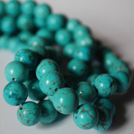 Turquoise (dyed) Semi-precious Gemstone Round Beads - 4mm, 6mm, 8mm, 10mm 12mm Sizes - 15" Strand