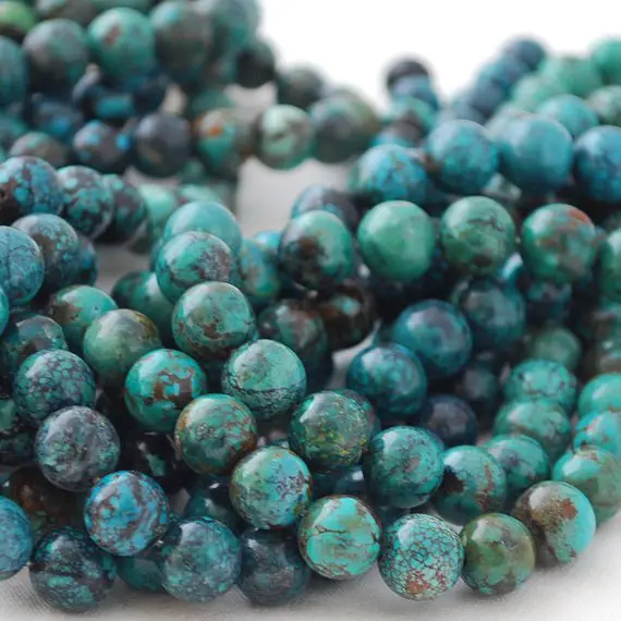 Natural Turquoise Gemstone Round Beads - 4mm, 6mm, 8mm, 10mm Sizes - 15" Strand