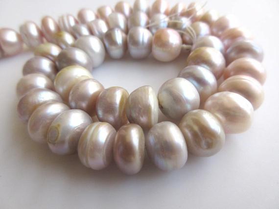 10mm 15 Inches White Grey Peach Fresh Water Pearl Rondelle Beads High Lustre Fancy Shaped Loose Pearls Each Sku-fp47