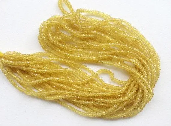 2.5-3mm Yellow Sapphire Faceted Rondelle Beads, Natural Yellow Sapphire Beads, Yellow Sapphire For Jewelry (4in To 16in Options) - Aga35