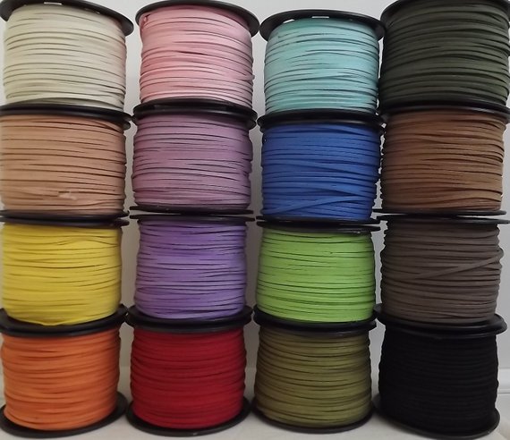 3mm Faux Suede Cord,  Soft Flat Cord, Black, Brown And Other Colours (i)
