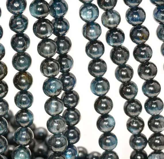 7-8mm Kyanite Gemstone Eye Grade Aa Dark Blue Round 7-8mm Loose Beads 7 Inch Half Strand Lot 1,2,6,12 And 50 (80000630-259)