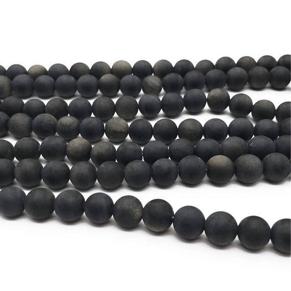 8mm Matte Gold Obsidian Beads, Round Gemstone Beads, Wholesale Beads