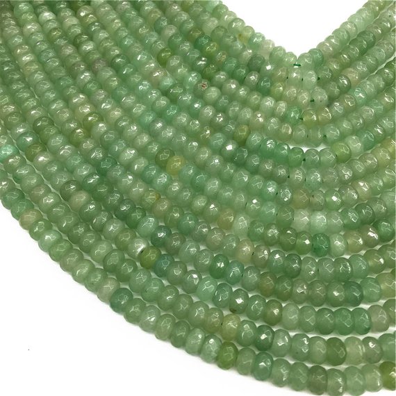 8x5mm Green Aventurine Faceted Rondelle Beads , 15.5 Inch Strand,approx 78beads
