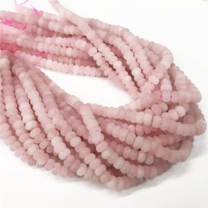 Shop Rose Quartz Rondelle Beads! 6mm 8mm Matte Rose Quartz Rondelle Beads , 15.5 Inch Strand,Hole Approx 0.8mm | Natural genuine rondelle Rose Quartz beads for beading and jewelry making.  #jewelry #beads #beadedjewelry #diyjewelry #jewelrymaking #beadstore #beading #affiliate #ad