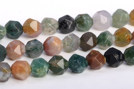 Indian Agate Beads Star Cut Faceted Grade Aaa Genuine Natural Gemstone Loose Beads 6mm 8mm 10mm Bulk Lot Options