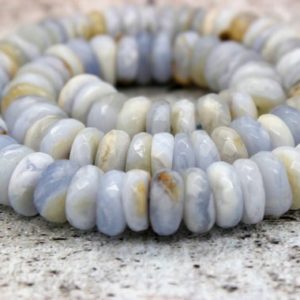 Shop Agate Faceted Beads! Natural Agate, Blue Lace Agate Faceted Rondelle Natural Gemstone Loose Beads (5mm x 8mm, 5mm x 10mm, 5mm x 12mm) – PG64 | Natural genuine faceted Agate beads for beading and jewelry making.  #jewelry #beads #beadedjewelry #diyjewelry #jewelrymaking #beadstore #beading #affiliate #ad