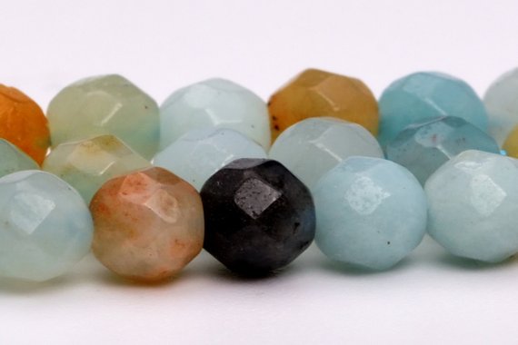 4mm Multicolor Amazonite Beads Grade A Genuine Natural Gemstone Faceted Round Loose Beads 15" / 7.5" Bulk Lot Options (100881)