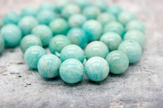 Amazonite, Natural Amazonite Smooth Round Sphere Loose Gemstone Beads (4mm 6mm 8mm 10mm 12mm) - Pg22