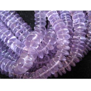 Shop Amethyst Rondelle Beads! 6-8mm Pink Amethyst German Cut Beads, Natural Pink Amethyst Plain Spacer Beads, 13 Inch Amethyst Wheel For Necklace (8IN To 16IN Options) | Natural genuine rondelle Amethyst beads for beading and jewelry making.  #jewelry #beads #beadedjewelry #diyjewelry #jewelrymaking #beadstore #beading #affiliate #ad