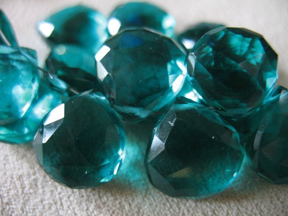2-20 Pcs / Apatite Quartz Briolettes Beads, Faceted Heart / 10-11.5 Mm / Teal Blue Green / Brides Bridal Wholesale Beads Solo, Hydqtz48 Bsc
