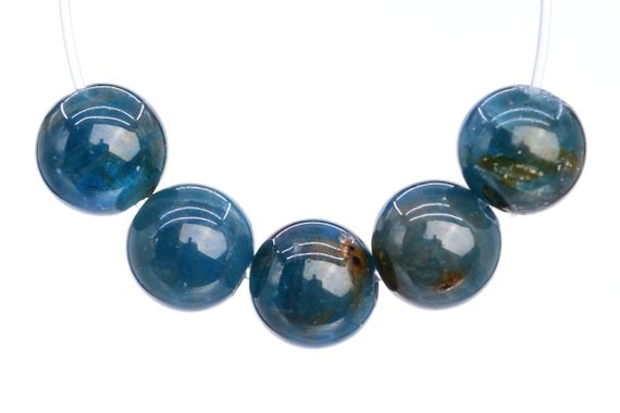 Genuine Natural Dark Blue Apatite Gemstone Beads 5-6mm Round Ab Quality Loose Beads (103147)