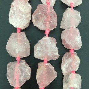 Shop Rose Quartz Beads! Approx 14pcs,Natural Rough Drilled Rose Quartz Nugget Beads,Raw crystal large size beads Pendants Necklace 16-24×20-25mm | Natural genuine beads Rose Quartz beads for beading and jewelry making.  #jewelry #beads #beadedjewelry #diyjewelry #jewelrymaking #beadstore #beading #affiliate #ad