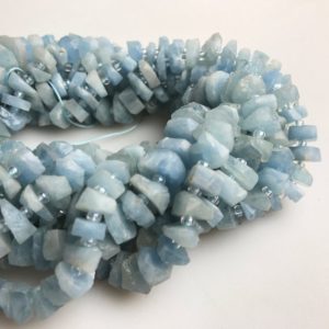 Natural Aquamarine Irregular Discs Beads Approx 4x10mm 15.5" Strand | Natural genuine other-shape Aquamarine beads for beading and jewelry making.  #jewelry #beads #beadedjewelry #diyjewelry #jewelrymaking #beadstore #beading #affiliate #ad