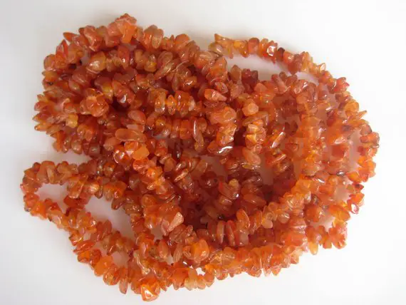 5-7mm Carnelian Chips, Carnelian Gemstone Beads, Raw Carnelian Chips, 32 Inches Carnelian For Necklace (1strand To 5strands Options)