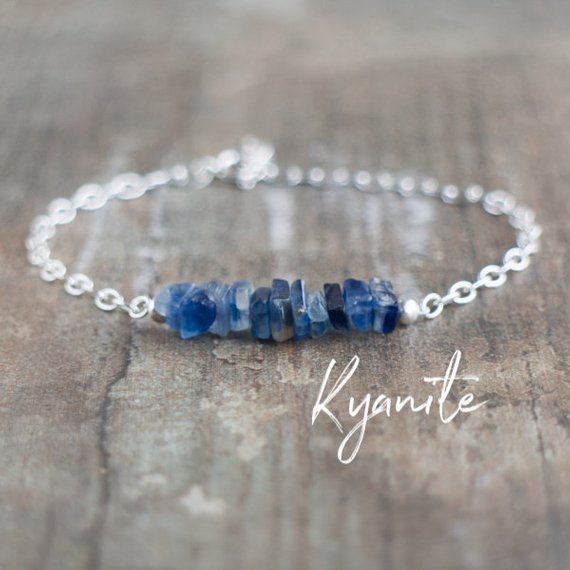 Raw Kyanite Bracelet, Blue Kyanite Throat Chakra Healing Crystal Bracelet, Gift For Women, Gift For Friend, Kyanite Jewelry