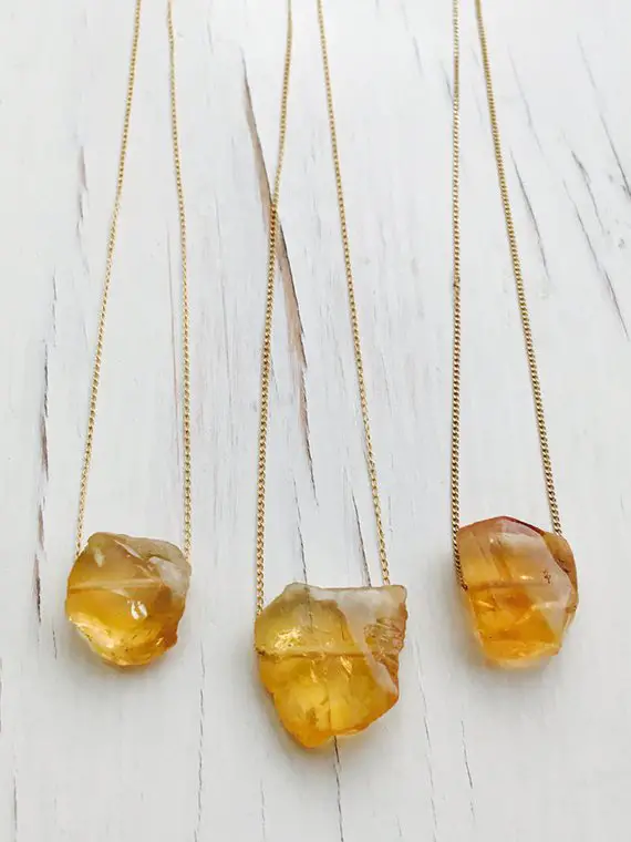 Citrine Necklace Citrine Raw Slab Necklace Citrine Jewelry Gemstone Jewelry November Birthstone