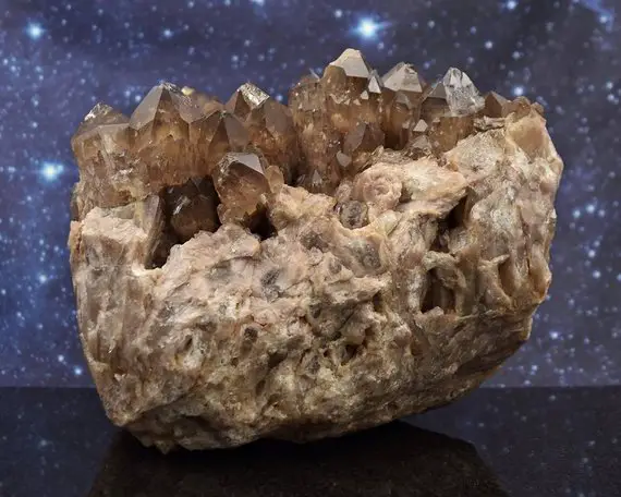 Xl Natural Dark Smoky Golden Citrine Crystals Cathedral Cluster With Matrix From Congo | Lightbrary | Rare | Unheated | 6.57" | 7.73 Lb