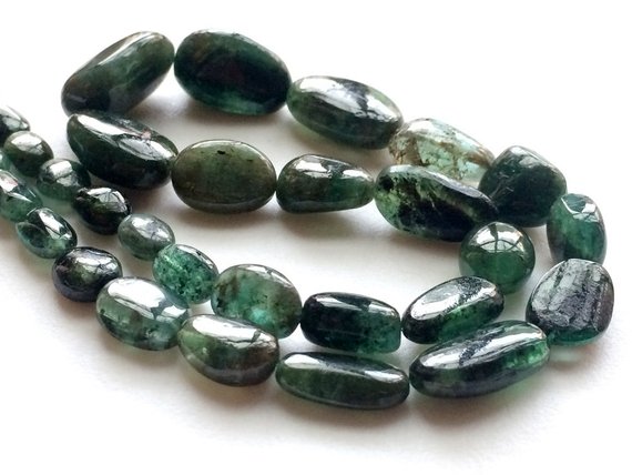 5-12mm Emerald Plain Oval Beads, Emerald Nuggets, Original Green Emerald, Emerald For Necklace, 5 Pcs - Pgpa119a