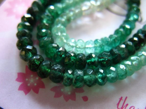 5-50 Pcs / 3-4 Mm Emerald Beads Gemstone Rondelles, Faceted, Luxe Aaa, Shaded Emerald, May Birthstone Precious Gems True Solo Nd Tr E