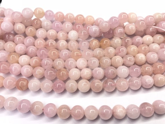 Genuine Pink Morganite 4mm - 12mm Round Natural Grade Ab Loose Gemstone Beads 15 Inch Jewelry Supply Bracelet Necklace Material Wholesale