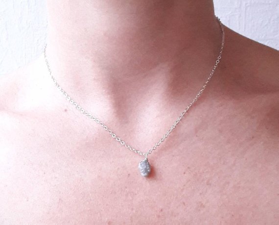 Genuine Rough Diamond Pendant Necklace - Raw Diamond Jewelry - Minimalist Necklace - April Birthstone - Gift For Wife - Gift For Girlfriend