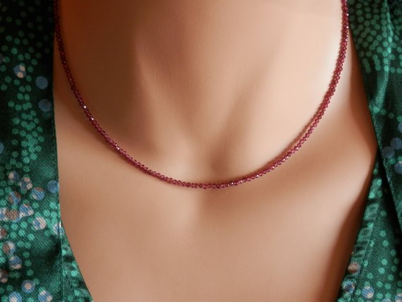 Natural Ruby Necklace, Personalized Mothers Gift,  July Birthstone