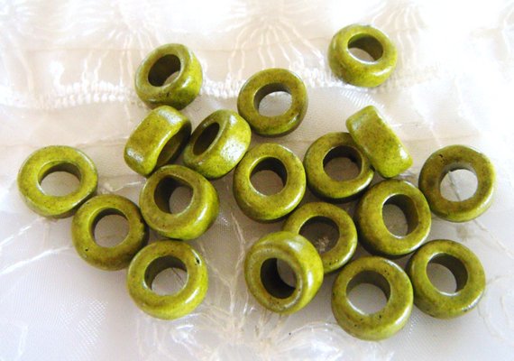 Greek Ceramic Pony Beads, Spacer Beads, Large Hole Tube Beads, Ceramic Slider, Green Olive Matte Finish 10x6mm (Ø 5mm) - 15 Pieces Greek Ceramic Pony Beads, Spacer Beads, Large Hole Tube Beads, Ceramic Slider, Green Olive Matte Finish 10x6mm (Ø 5mm) - 15 Pieces