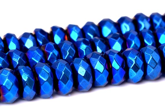 4x2mm Blue Hematite Beads Grade Aaa Natural Gemstone Faceted Rondelle Loose Beads 15" / 7" Bulk Lot Options(101668)