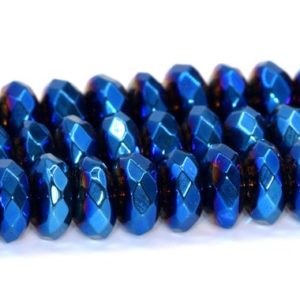 Shop Hematite Faceted Beads! 5-6x3MM Blue Hematite Beads Grade AAA Natural Gemstone Faceted Rondelle Loose Beads 15" / 7" Bulk Lot Options (101675) | Natural genuine faceted Hematite beads for beading and jewelry making.  #jewelry #beads #beadedjewelry #diyjewelry #jewelrymaking #beadstore #beading #affiliate #ad