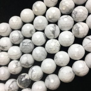 Shop Howlite Beads! White Howlite Faceted Round Beads 2.5mm 6mm 8mm 10mm 15.5" Strand | Natural genuine beads Howlite beads for beading and jewelry making.  #jewelry #beads #beadedjewelry #diyjewelry #jewelrymaking #beadstore #beading #affiliate #ad