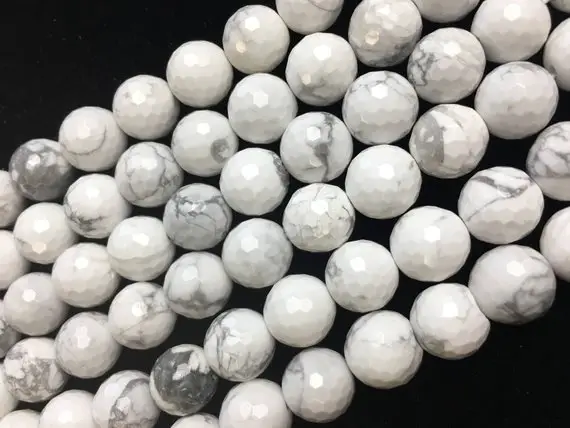 White Howlite Faceted Round Beads 2.5mm 6mm 8mm 10mm 15.5" Strand