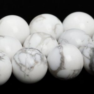 White Howlite Beads Grade AAA Genuine Natural Gemstone Round Loose Beads 4MM 6MM 8MM 10MM 12MM 16MM Bulk Lot Options | Natural genuine round Howlite beads for beading and jewelry making.  #jewelry #beads #beadedjewelry #diyjewelry #jewelrymaking #beadstore #beading #affiliate #ad