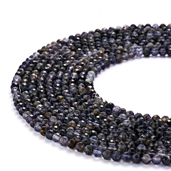 Natural Iolite Faceted Round Beads 2mm 3mm 4mm 6mm 15.5" Strand
