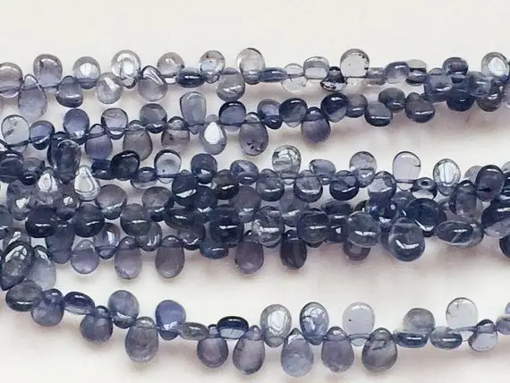 5x7mm Iolite Plain Pear Bead, Natural Iolite Pear Beads, Iolite For Necklace, Iolite Pear Briolettes, Iolite For Jewelry (4in To 8in Option)