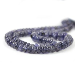 Iolite Smooth Rondelles 5 Huge Ink Blue Water Sapphire Semi Precious Gemstone Beads | Natural genuine rondelle Iolite beads for beading and jewelry making.  #jewelry #beads #beadedjewelry #diyjewelry #jewelrymaking #beadstore #beading #affiliate #ad